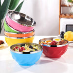 Ciotola in acciaio inossidabile a doppio strato con coperchio per bambini, 6pcs /Set 13cm, 6pcs /Set 15cm, 6pcs /Set 17cm