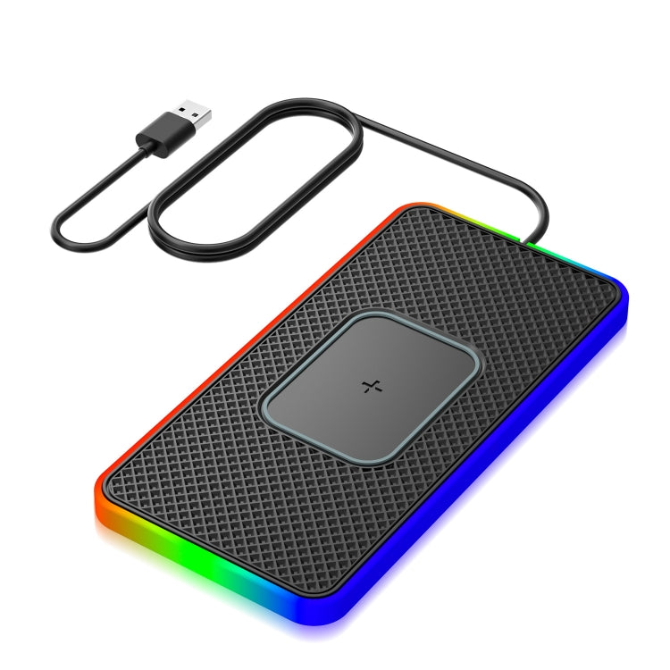 Tappetino antiscivolo per caricabatterie wireless per telefono cellulare 2 in 1 da 15 W con luce colorata, USB Cable 1m, USB-C/Type-C Cable 1m, USB Cable 0.3m, USB-C/Type-C Cable 0.3m