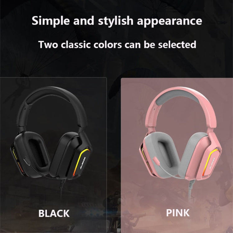Ajazz AX368 Auricolare RGB per il riconoscimento audio di giochi per computer, AX368 3.5mm Version Pink, AX368 3.5mm Version Black, AX368 7.1 Channel Version Pink, AX368 7.1 Channel Version Black