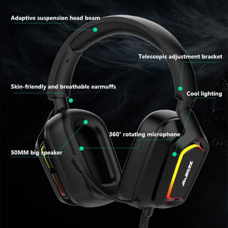 Ajazz AX368 Auricolare RGB per il riconoscimento audio di giochi per computer, AX368 3.5mm Version Pink, AX368 3.5mm Version Black, AX368 7.1 Channel Version Pink, AX368 7.1 Channel Version Black
