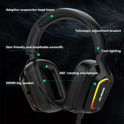 Ajazz AX368 Auricolare RGB per il riconoscimento audio di giochi per computer, AX368 3.5mm Version Pink, AX368 3.5mm Version Black, AX368 7.1 Channel Version Pink, AX368 7.1 Channel Version Black