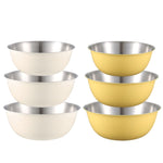 Ciotola per alimenti in acciaio inossidabile 304 Ciotola per cottura al forno Ciotola per mescolare Verdure Bacinella in legno di sabbia, 19cm (Yellow), 22cm (Yellow), 24cm (Yellow), 19cm (White), 22cm (White), 24cm (White)