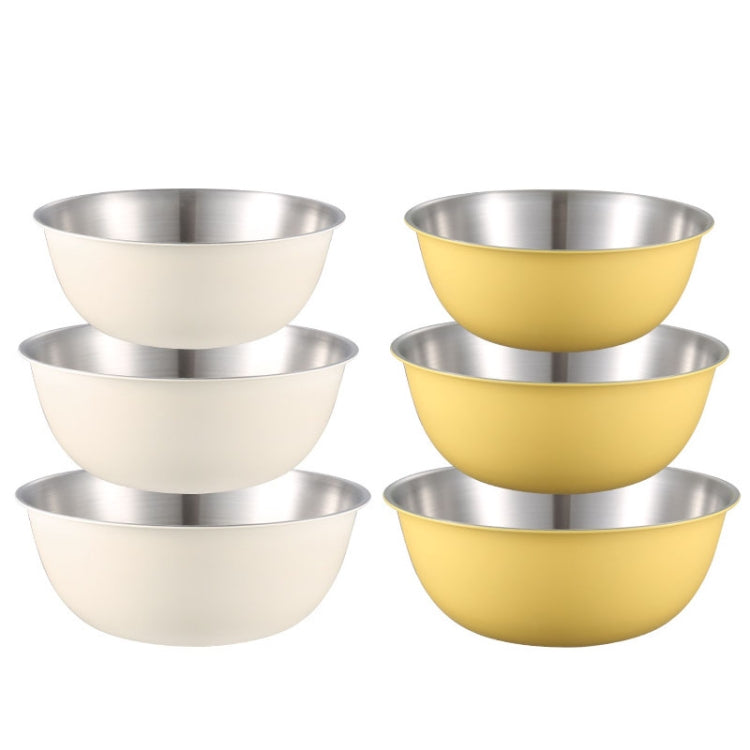 Ciotola per alimenti in acciaio inossidabile 304 Ciotola per cottura al forno Ciotola per mescolare Verdure Bacinella in legno di sabbia, 19cm (Yellow), 22cm (Yellow), 24cm (Yellow), 19cm (White), 22cm (White), 24cm (White)