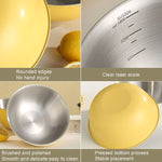 Ciotola per alimenti in acciaio inossidabile 304 Ciotola per cottura al forno Ciotola per mescolare Verdure Bacinella in legno di sabbia, 19cm (Yellow), 22cm (Yellow), 24cm (Yellow), 19cm (White), 22cm (White), 24cm (White)