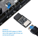 Pannello frontale USB 2.0 Header Adattatore interno da USB 9 pin a USB 2.0 tipo E, USB 2.0 9pin