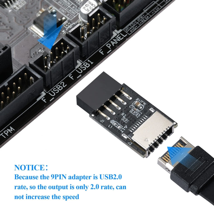 Pannello frontale USB 2.0 Header Adattatore interno da USB 9 pin a USB 2.0 tipo E, USB 2.0 9pin