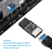 Pannello frontale USB 2.0 Header Adattatore interno da USB 9 pin a USB 2.0 tipo E, USB 2.0 9pin