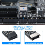 Pannello frontale USB 2.0 Header Adattatore interno da USB 9 pin a USB 2.0 tipo E, USB 2.0 9pin