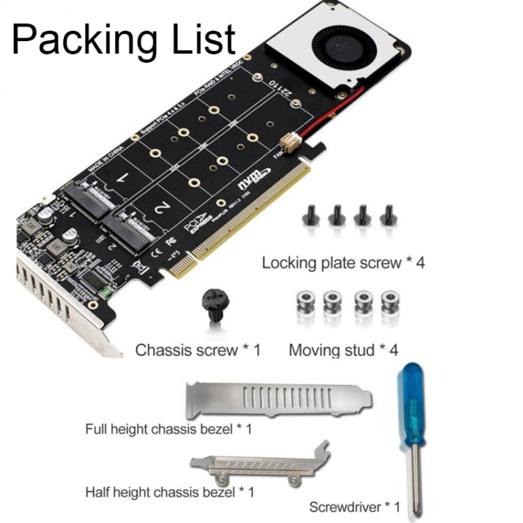 PCI-E X16 a M.2 M-key NVME X4 SSD Supporto adattatore di espansione array RAID 2242/2260/2280/22110, PH44Plus