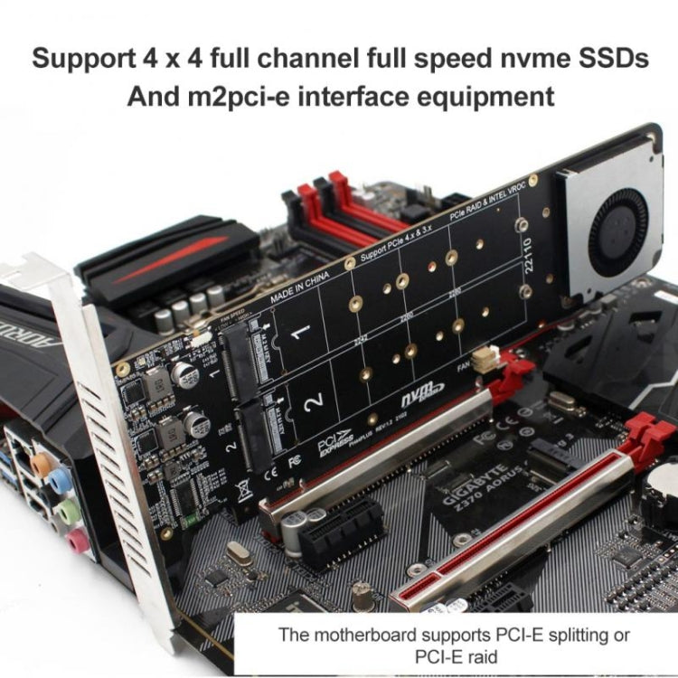 PCI-E X16 a M.2 M-key NVME X4 SSD Supporto adattatore di espansione array RAID 2242/2260/2280/22110, PH44Plus