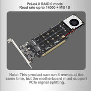 PCI-E X16 a M.2 M-key NVME X4 SSD Supporto adattatore di espansione array RAID 2242/2260/2280/22110, PH44Plus