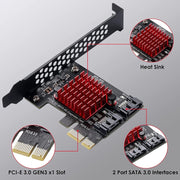 Scheda di espansione PCI-E 1X GEN3 a SATA3.0 2 porte 6 Gbps Espansione trasferimento Disco rigido IPFS, PCI-E 1X GEN3 To SATA3.0