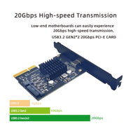 Scheda di espansione PCI-E 4X a USB3.2 Gen2x2 Type-C 20Gbps SATA Chip Asmedia ASM3242, PCI-E 4X To USB3.2 Gen2x2 Type-C