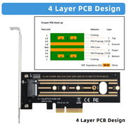 2 pz M.2 Riser Card NVMe SSD a PCI-E X4 4.0 GEN4