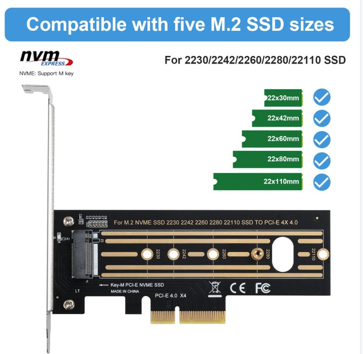 2 pz M.2 Riser Card NVMe SSD a PCI-E X4 4.0 GEN4