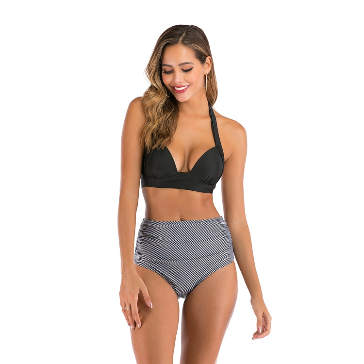 Costume da bagno bikini a vita alta senza schienale con scollo all'americana e spacco, XXL