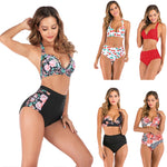 Costume da bagno bikini a vita alta senza schienale con scollo all'americana e spacco, XXXL