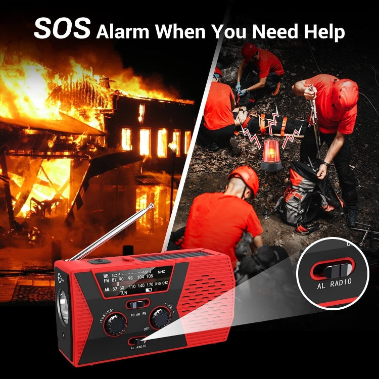 Radio di emergenza portatile solare a manovella 2000mAh