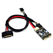 USB 2.0 da 9 pin a doppio connettore a 9 pin HUB da 1 a 2 adattatore per connettore di estensione con cavo di alimentazione SATA, 9pin To Dual 9pin