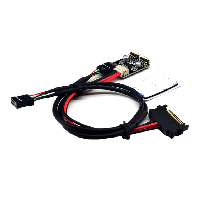 USB 2.0 da 9 pin a doppio connettore a 9 pin HUB da 1 a 2 adattatore per connettore di estensione con cavo di alimentazione SATA, 9pin To Dual 9pin