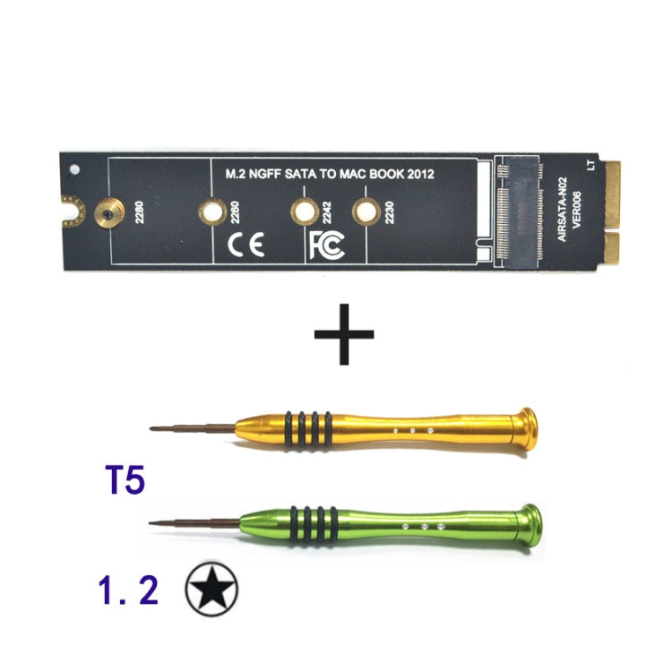 M.2 NGFF SATA a MAC SSD Riser Card per MacBook Air 2012 A1465 A1466, Long Type, With Screwdriver