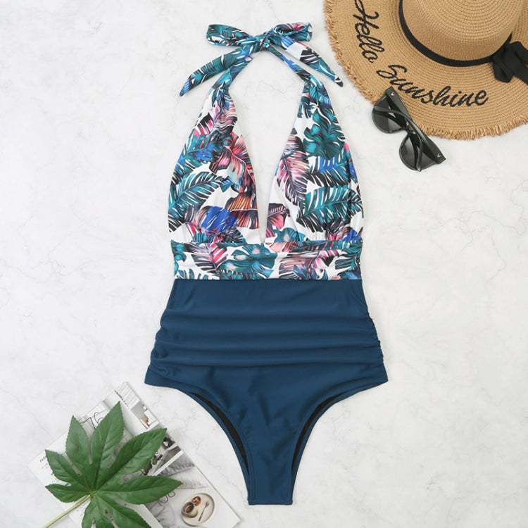 Costume intero estivo da donna con lacci senza schienale Bikini con stampa floreale, S