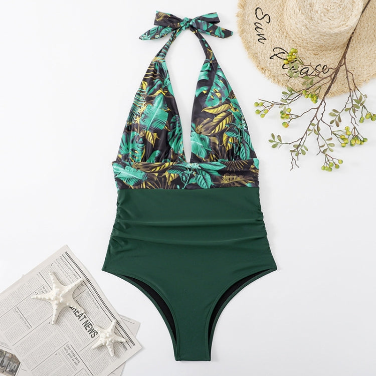 Costume intero estivo da donna con lacci senza schienale Bikini con stampa floreale, S