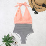 Costume intero estivo da donna con lacci senza schienale Bikini con stampa floreale, M