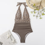 Costume intero estivo da donna con lacci senza schienale Bikini con stampa floreale, L