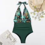 Costume intero estivo da donna con lacci senza schienale Bikini con stampa floreale, XL