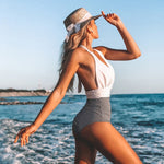 Costume intero estivo da donna con lacci senza schienale Bikini con stampa floreale, L