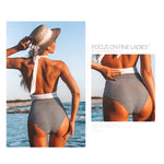 Costume intero estivo da donna con lacci senza schienale Bikini con stampa floreale, S