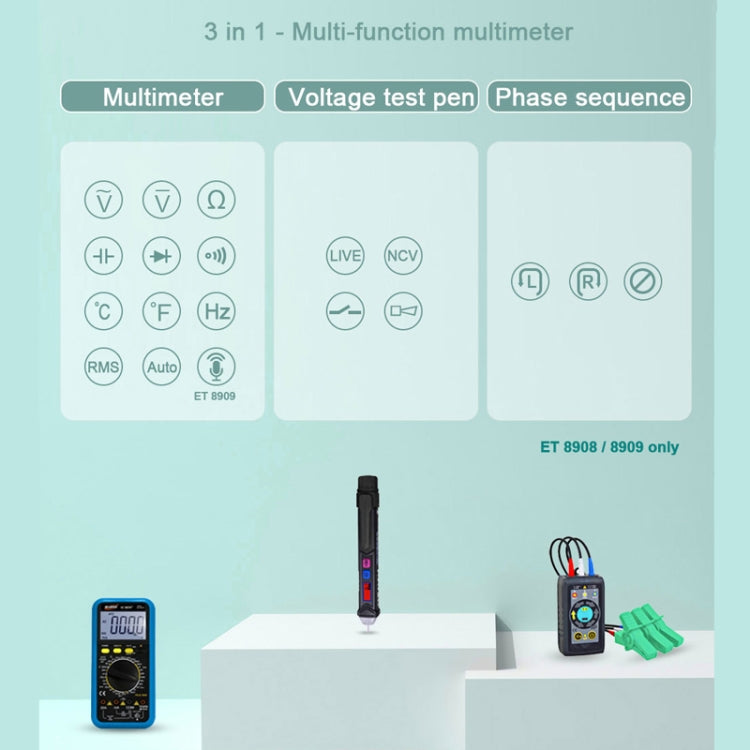 Multimetro digitale Test di tensione Penna Misuratore di capacità Diodo NVC Tester, WinAPEX  ET8906, WinAPEX  ET8908, WinAPEX  ET8909