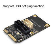 Mini PCI-E a USB3.2 GEN1 Front 19Pin 2 Porte Transfer Card Supporta Half High, SATA, S 4PIN Electric Point