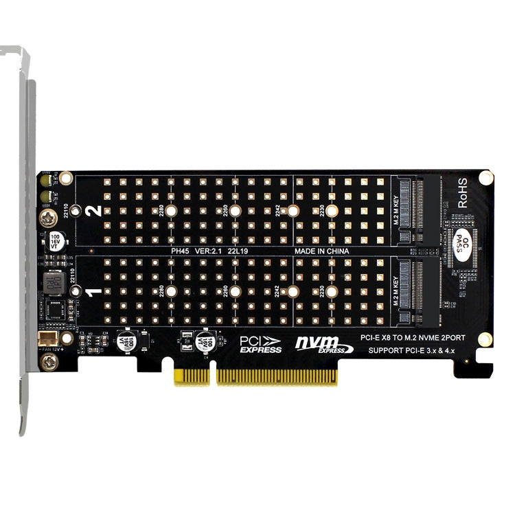 PCI-E X8 Double Disk Transfer Card NVME M.2 MKEY SSD RAID Array Adattatore di espansione, PH45
