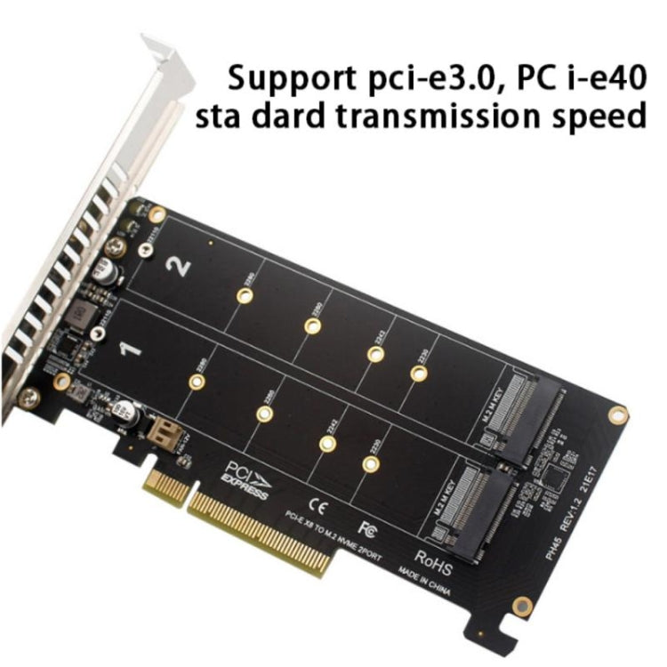 PCI-E X8 Double Disk Transfer Card NVME M.2 MKEY SSD RAID Array Adattatore di espansione, PH45