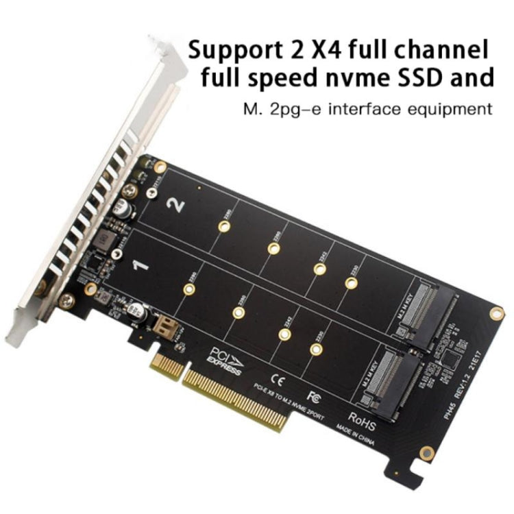 PCI-E X8 Double Disk Transfer Card NVME M.2 MKEY SSD RAID Array Adattatore di espansione, PH45