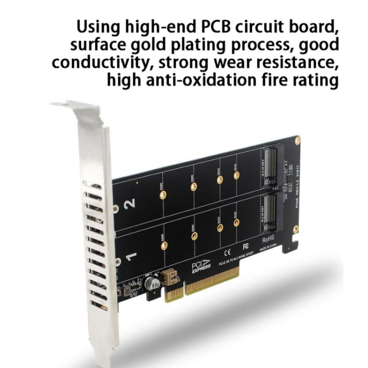 PCI-E X8 Double Disk Transfer Card NVME M.2 MKEY SSD RAID Array Adattatore di espansione, PH45