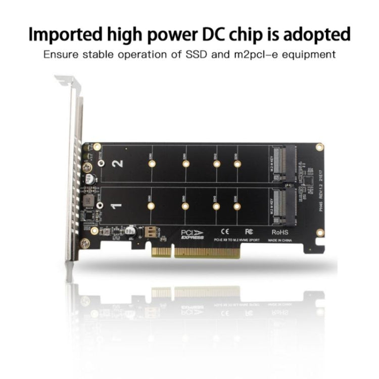 PCI-E X8 Double Disk Transfer Card NVME M.2 MKEY SSD RAID Array Adattatore di espansione, PH45