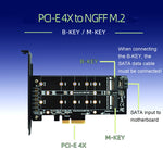 Scheda adattatore SSD PCIe M.2 PCIE 4x a M.2 Key M B Dual Interface Card, PCENGFF-N01