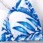 Bikini a tre pezzi con lacci in vita con stampa a foglie Costume da bagno a maniche lunghe con protezione solare da spiaggia, S, M, L, XL