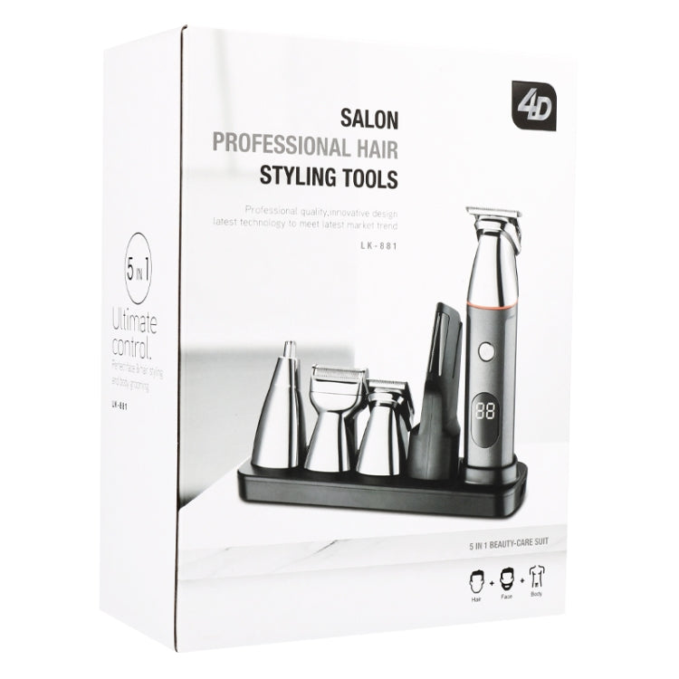 5 in 1 taglio di capelli display digitale lavaggio ad acqua rasoio set di taglio a spinta elettrica per capelli, LK-881 5 In 1 (Gold), LK-881 5 In 1 (Silver)