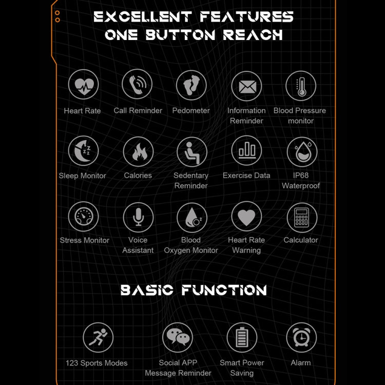 1.83 pollici IP68 impermeabile Bluetooth Call Sports Smart Watch Orologio multifunzionale a tre prove all'aperto