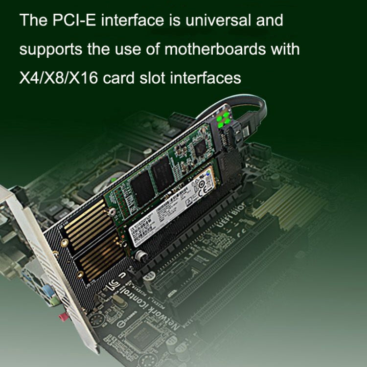 M.2 NVME NGFF SSD a PCIE SATA Scheda di espansione per la conversione a doppio disco Supporta il cablaggio MKEY BKEY, PH39
