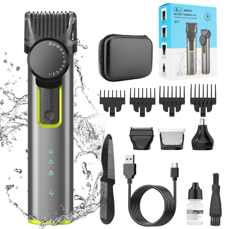 IPX5 Waterproof Men Multi-Functional Barber 4 in 1 Rasoio Set di peli del naso Spinta di ricarica USB, 677 4 In 1
