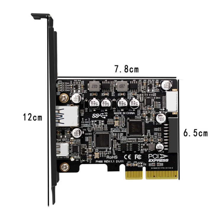 Scheda di espansione PCIe 3.0 a USB 3.2 Tipo C anteriore