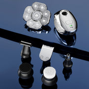 9 Rasoio USB multifunzionale a testa di coltello Rasoio per il lavaggio dell'acqua per tutto il corpo Uomo Capelli calvi, Single Machine, 6 In 1