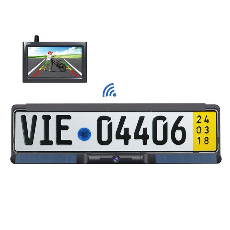Display di retromarcia wireless per telecamera per veicoli con telaio della targa solare integrato, RC03