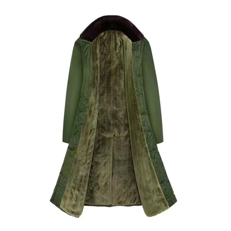 Cappotto lungo in cotone con pile antivento e caldo