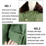 Cappotto lungo in cotone per soccorso in caso di calamità civile Cappotto in cotone ispessito in pile a prova di freddo allungato antivento, Green, Green (Demolished), Black, Black (Disassembly), 80/20 Polyester Card